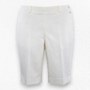 Ralph Lauren White Tailored Preppy Minimalist Bermuda Cotton Shorts Size 10